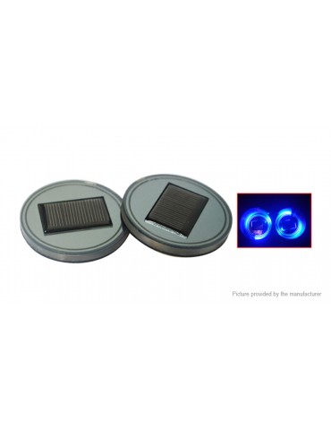 Solar Powered LED Car Cup Mug Glass Beverage Bottle Holder Mat Pad (2-Pack)