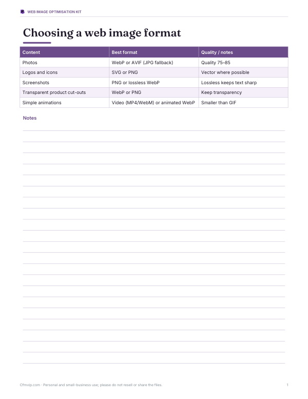 Preview of Web Image Format Guide